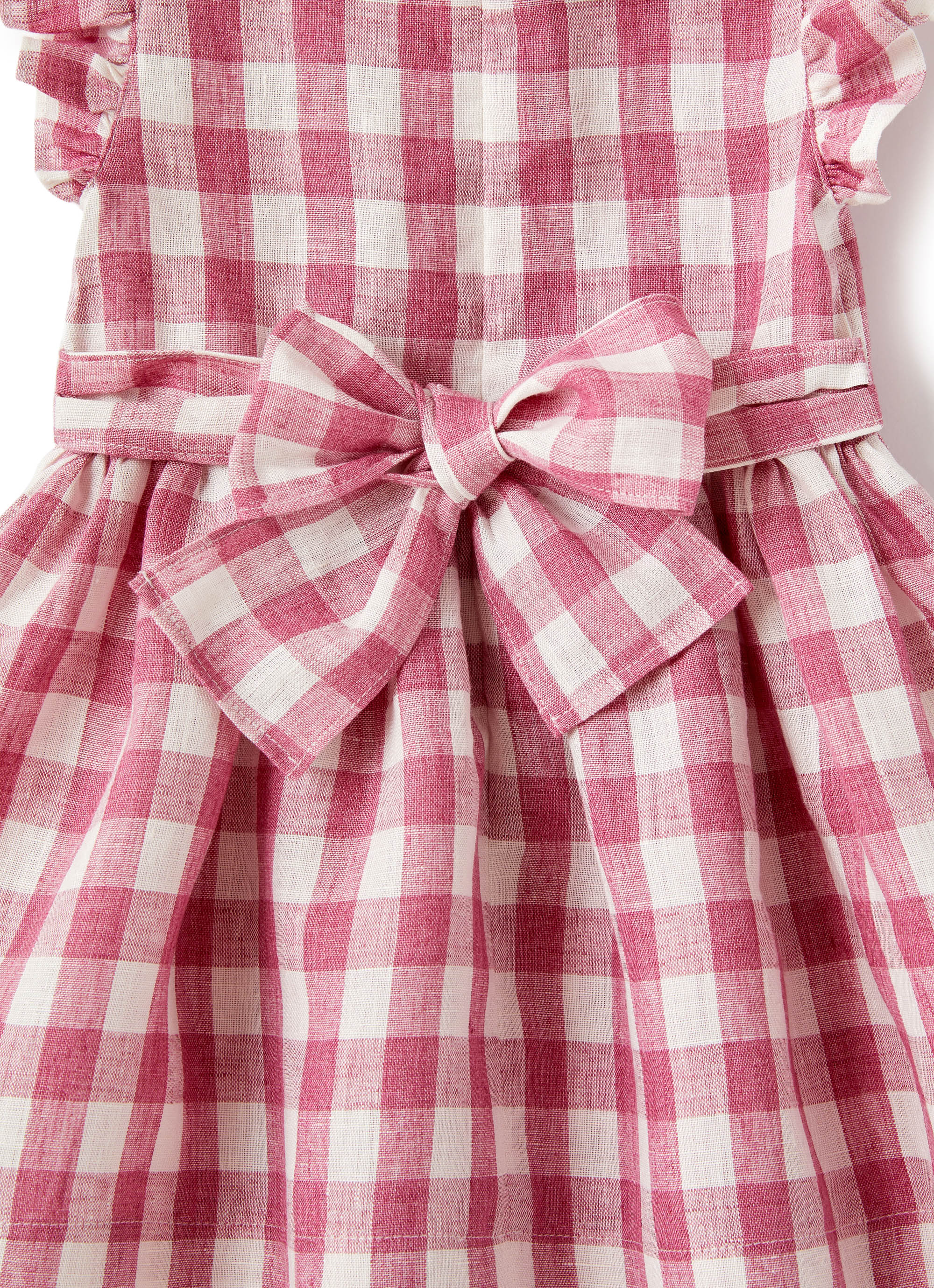 Abito in lino a maxi quadri rosa