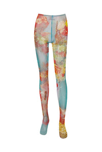 Collants Flower imprimés en tulle - Blue & Yellow