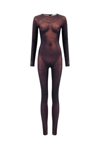 Combinaison Tattoo imprimée - Dark Nude