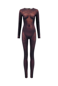 Combinaison Tattoo imprimée - Dark Nude