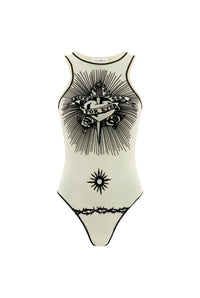 Body Tattoo imprimé en tulle - Nude