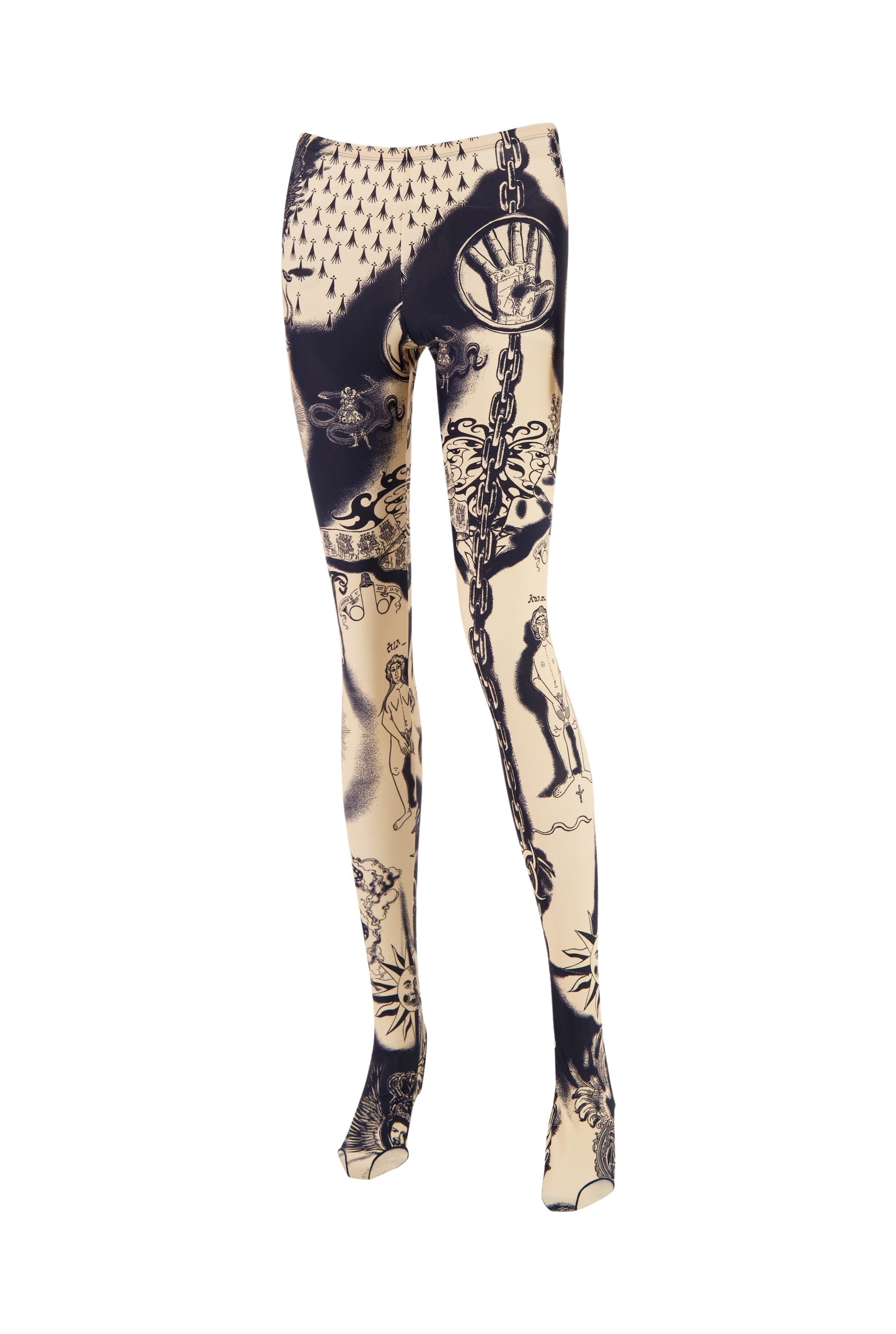 Printed Tattoo Legging - Nude & Navy
