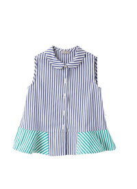 Camicia smanicata a righe bicolore