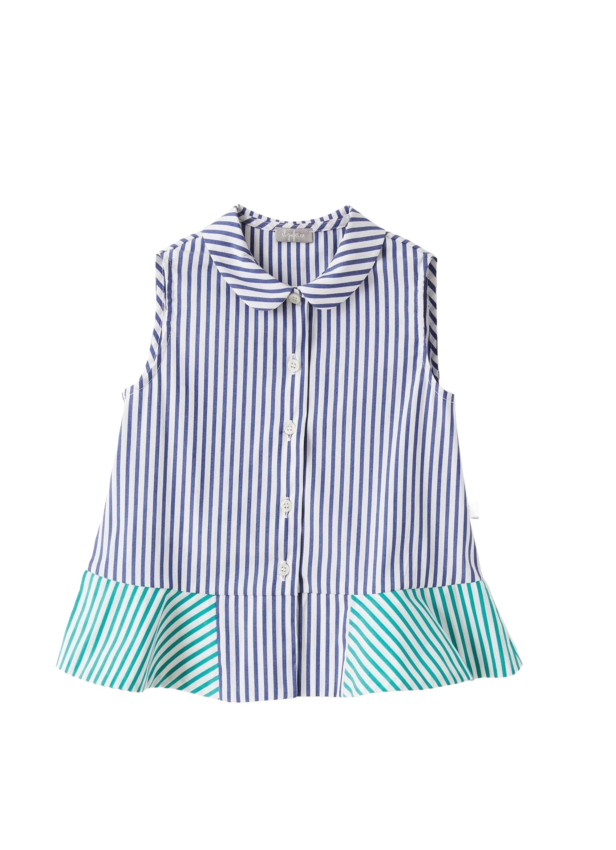 Camicia smanicata a righe bicolore