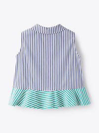 Camicia smanicata a righe bicolore