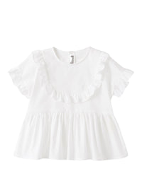 Camicia in popeline bianco con ruche