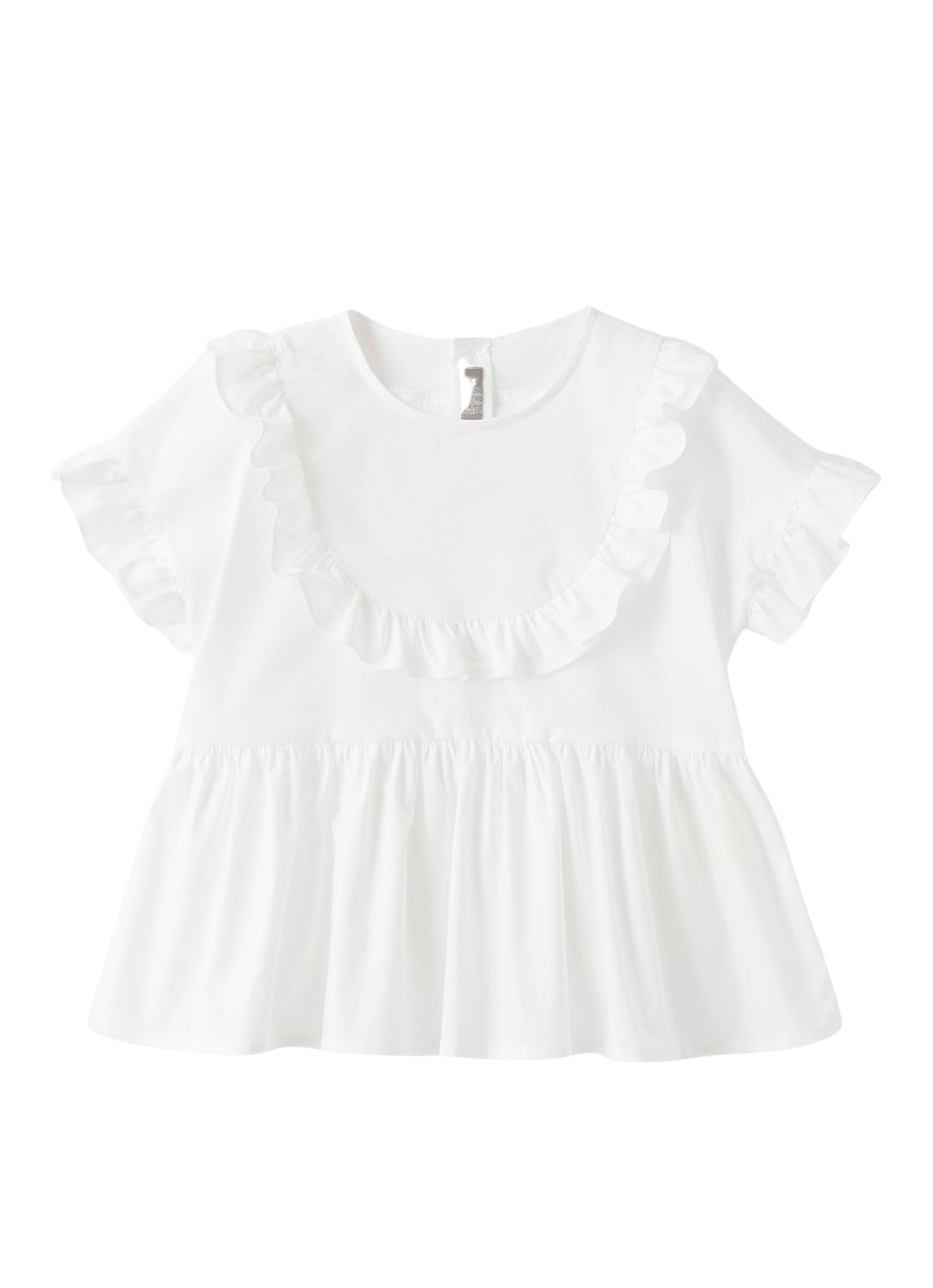 Camicia in popeline bianco con ruche