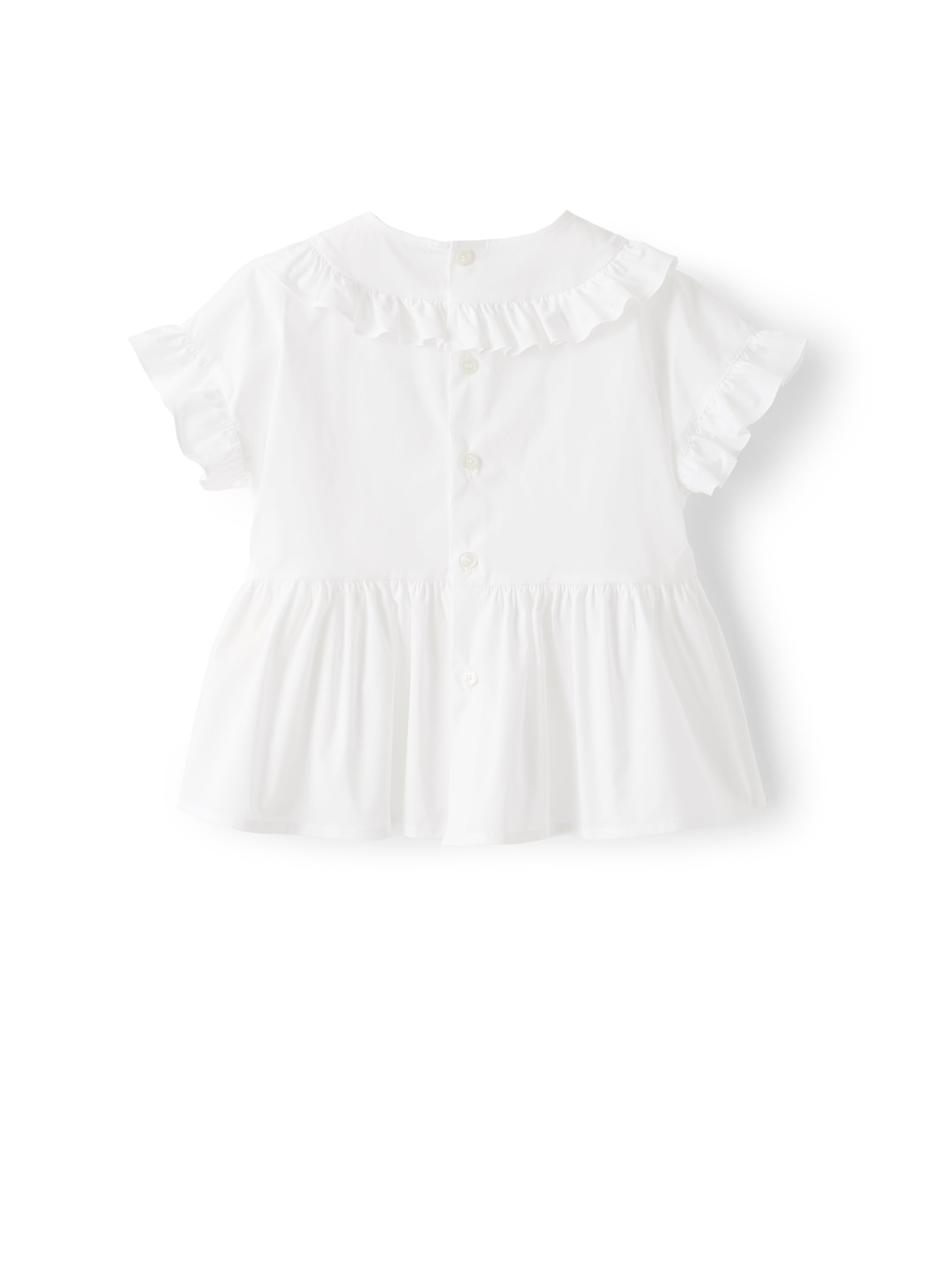 Camicia in popeline bianco con ruche