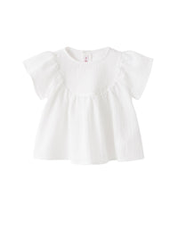 Top in cotone goffrato bianco