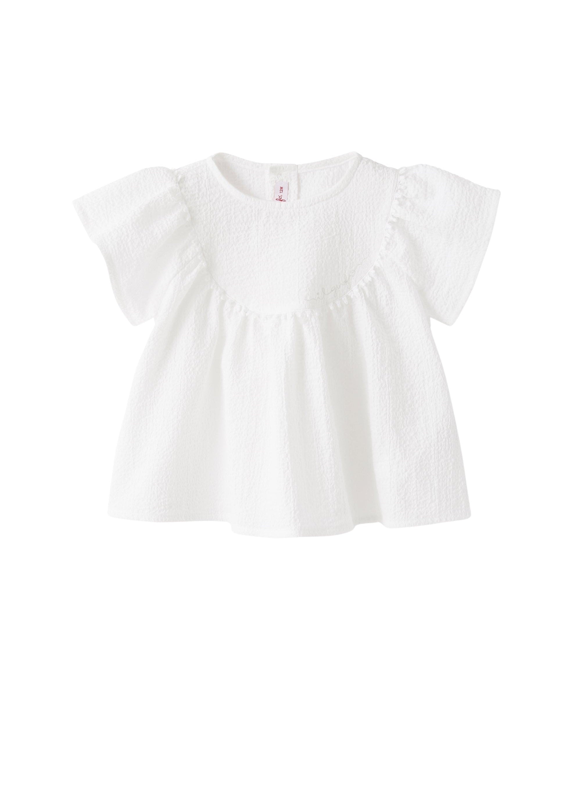 Top in cotone goffrato bianco