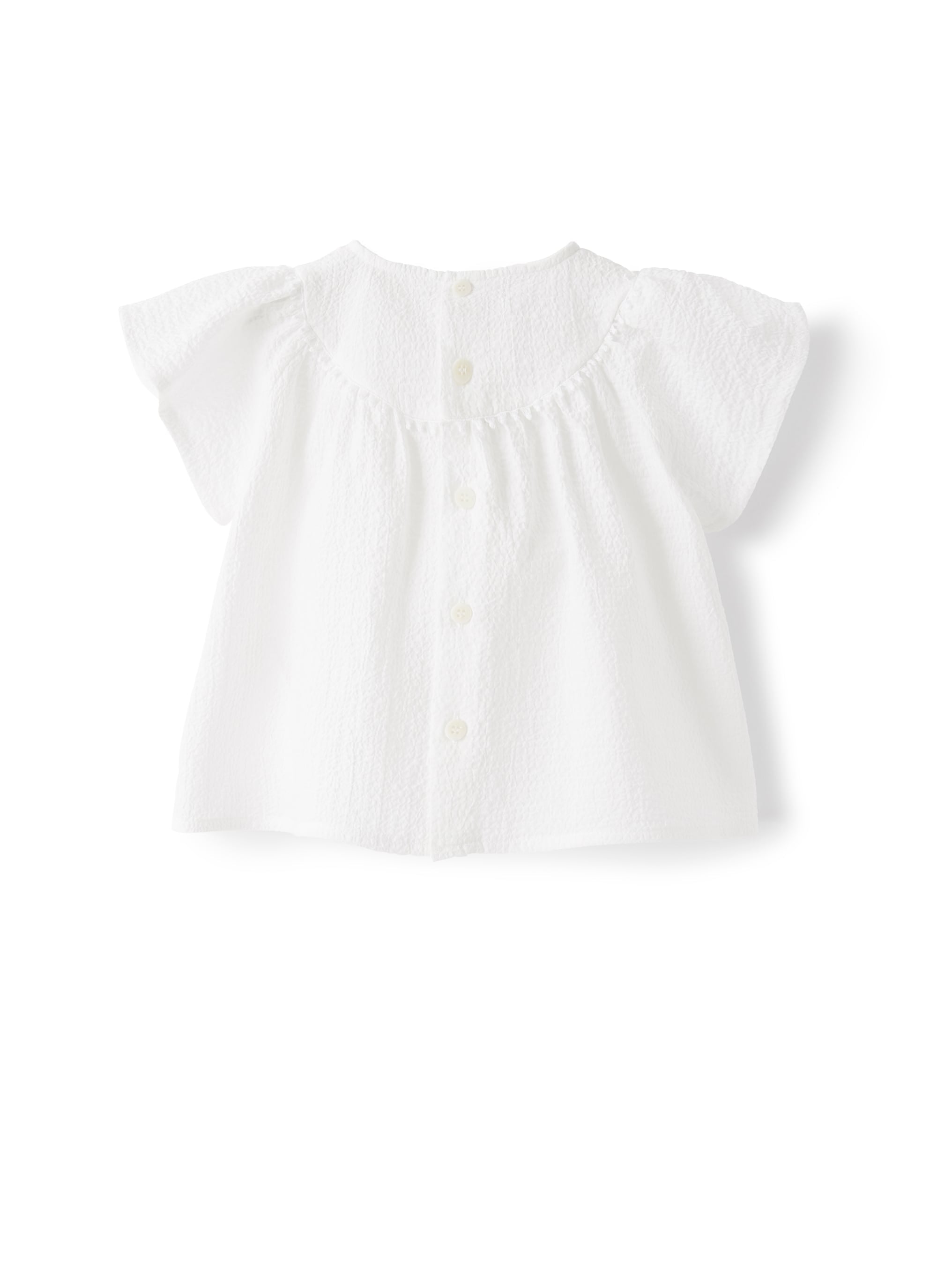 Top in cotone goffrato bianco