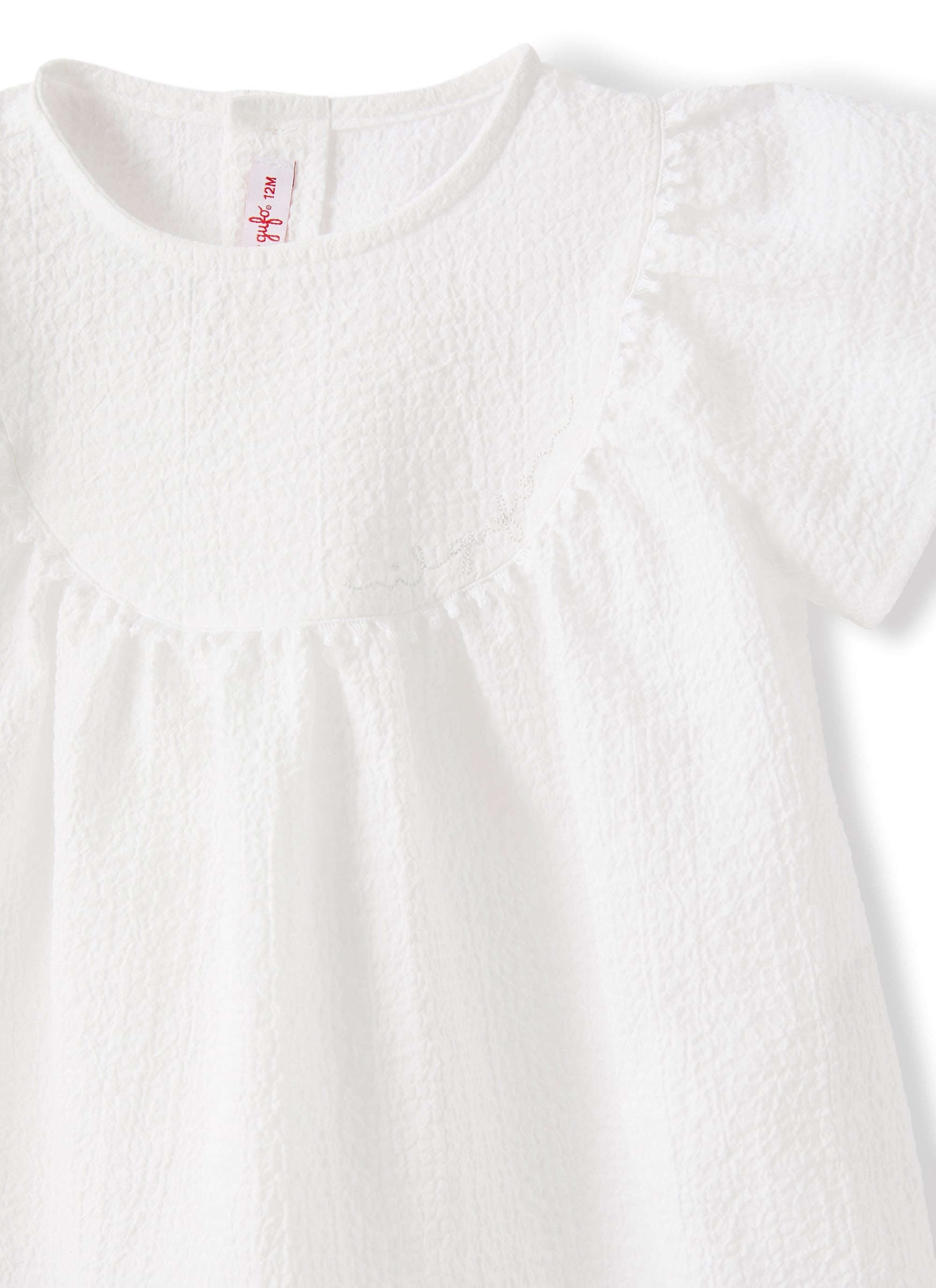Top in cotone goffrato bianco