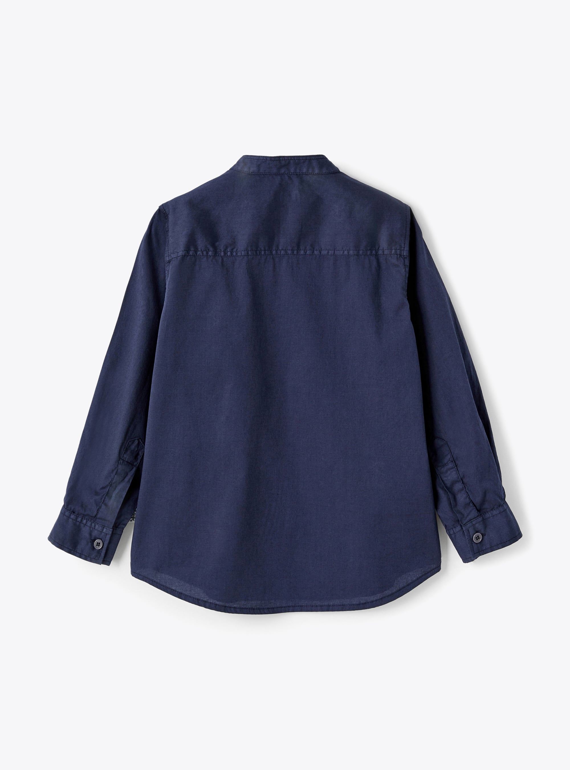 Mandarin collar shirt in poplinhe - Blue