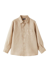 Camicia regular fit in lino beige