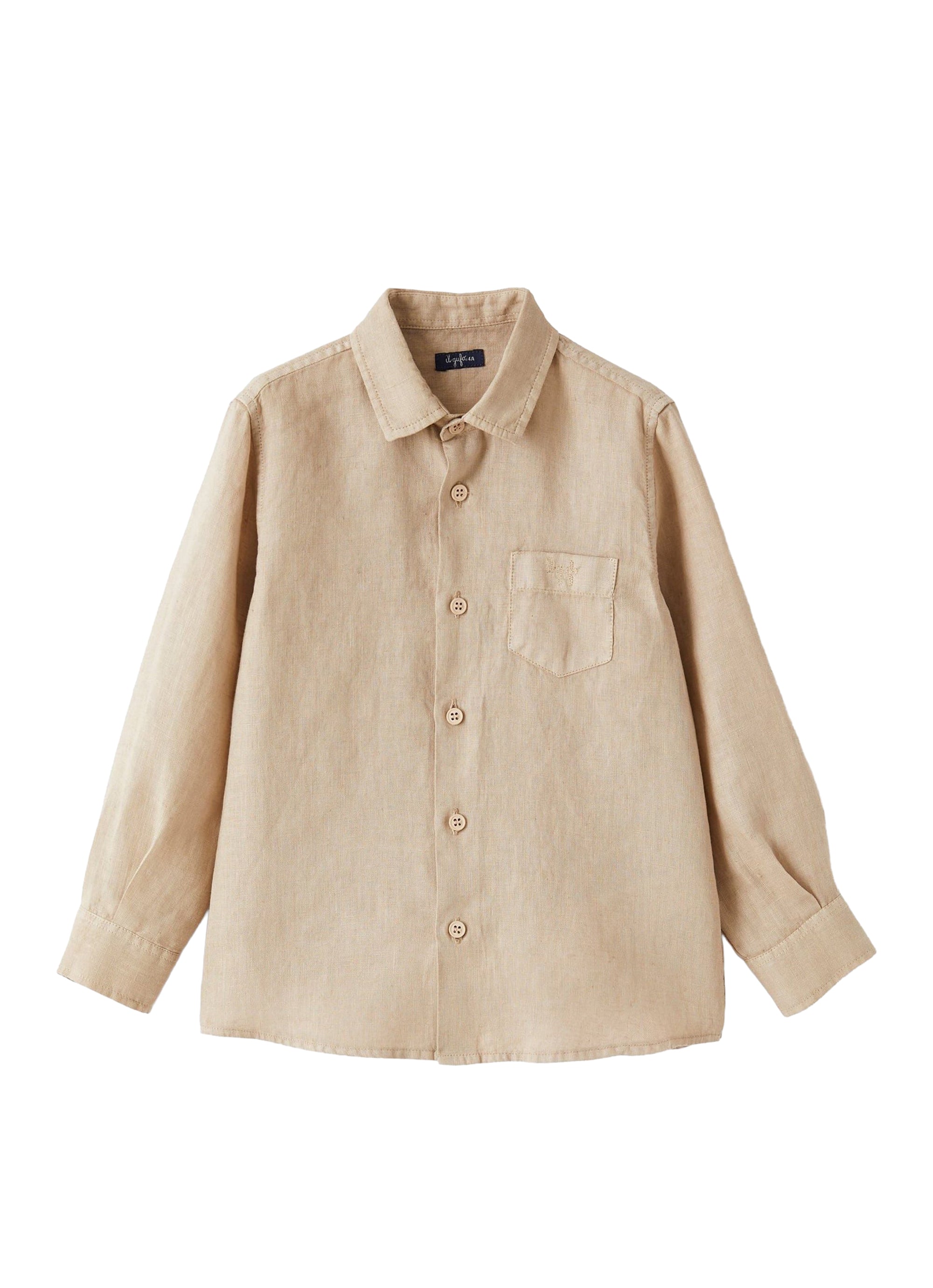 Camicia regular fit in lino beige