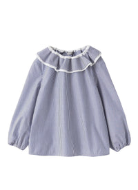 Camicia con collo volant a righe