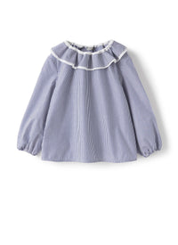 Camicia con collo volant a righe