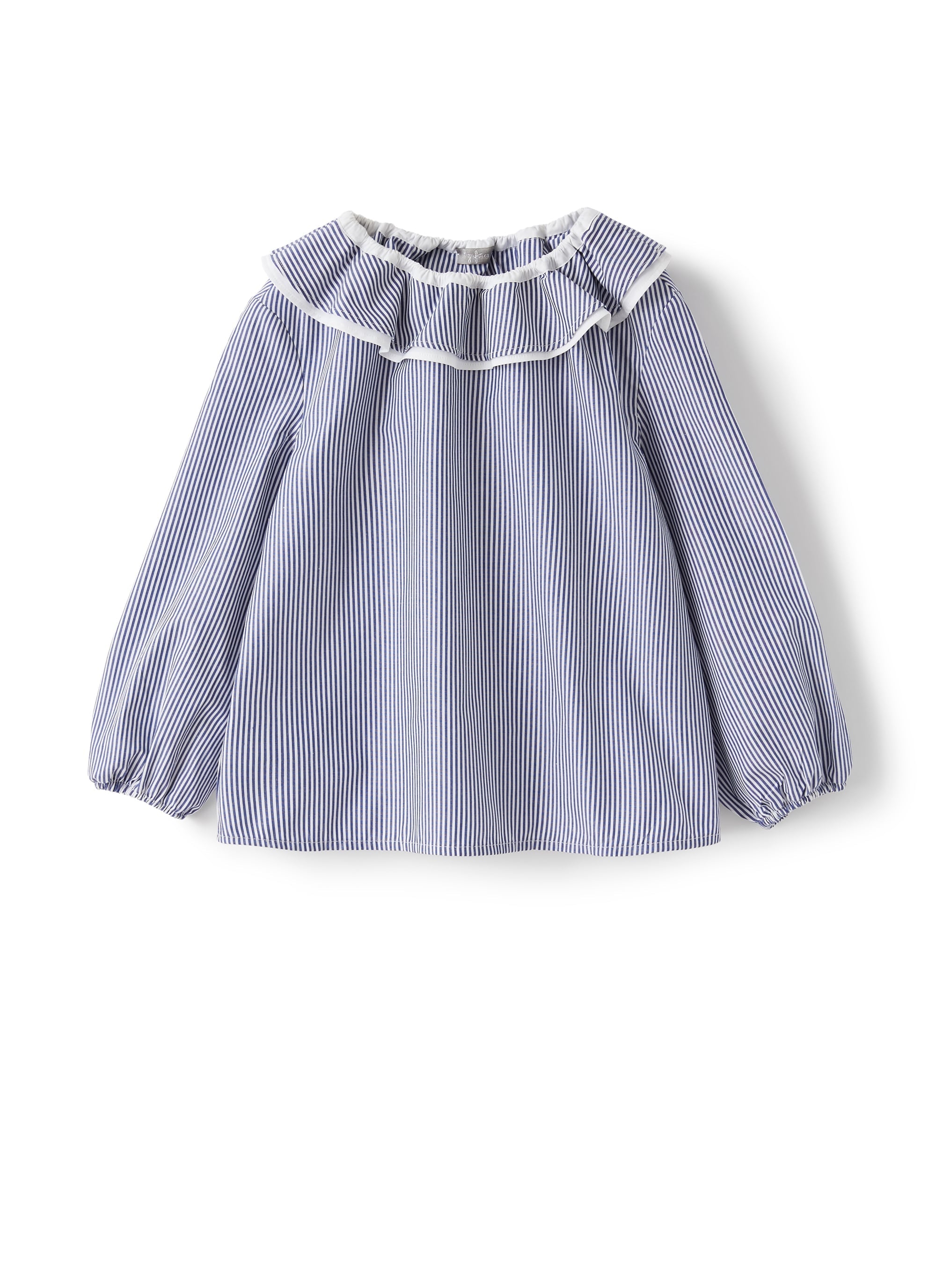Camicia con collo volant a righe
