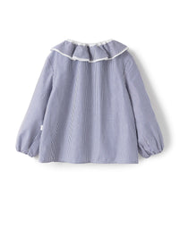 Camicia con collo volant a righe