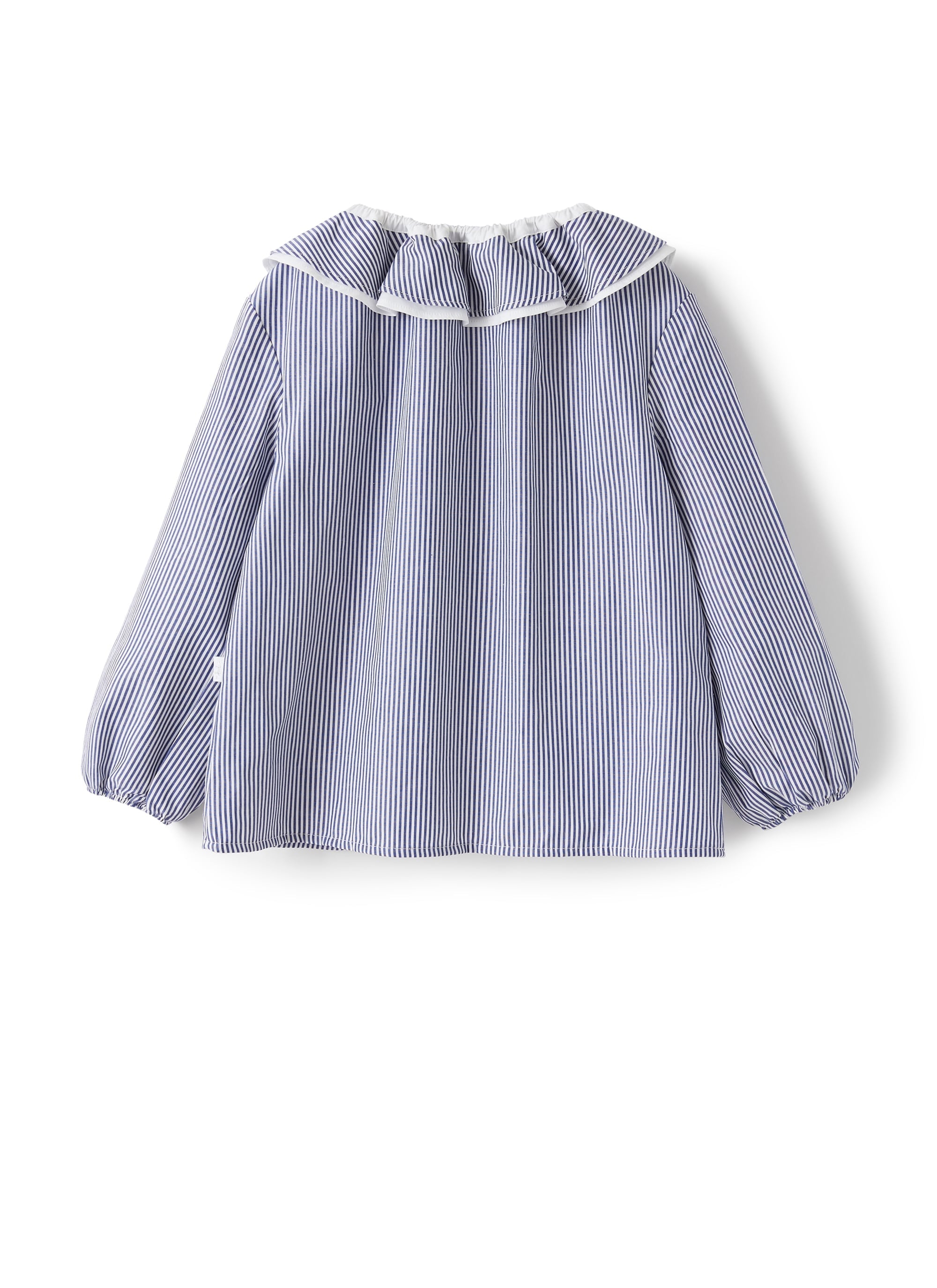 Camicia con collo volant a righe
