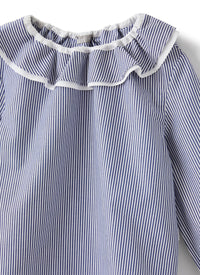 Camicia con collo volant a righe