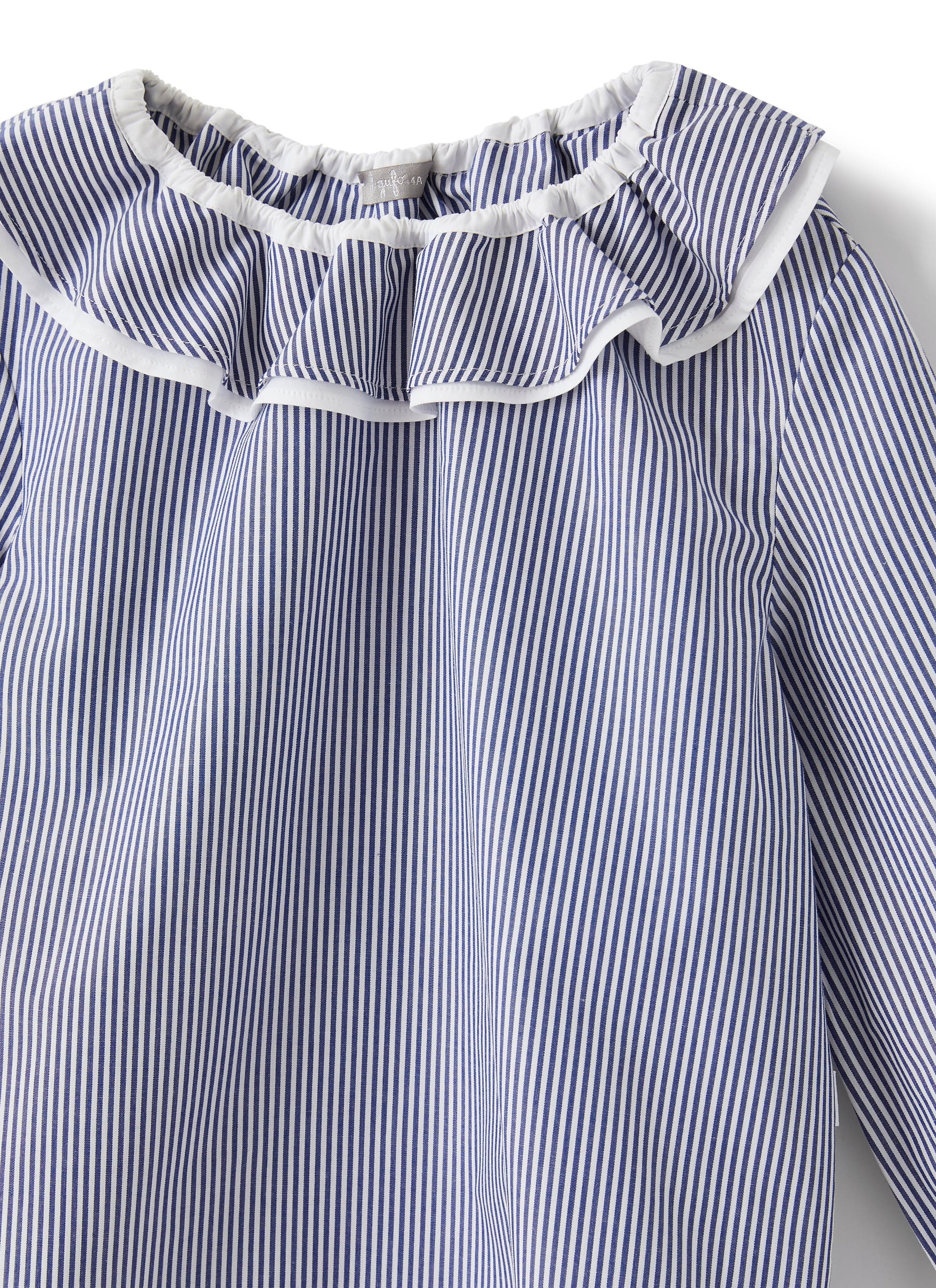 Camicia con collo volant a righe