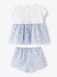 Micro floral print set - Light Blue & White