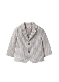 Blazer in lino a quadretti grigio