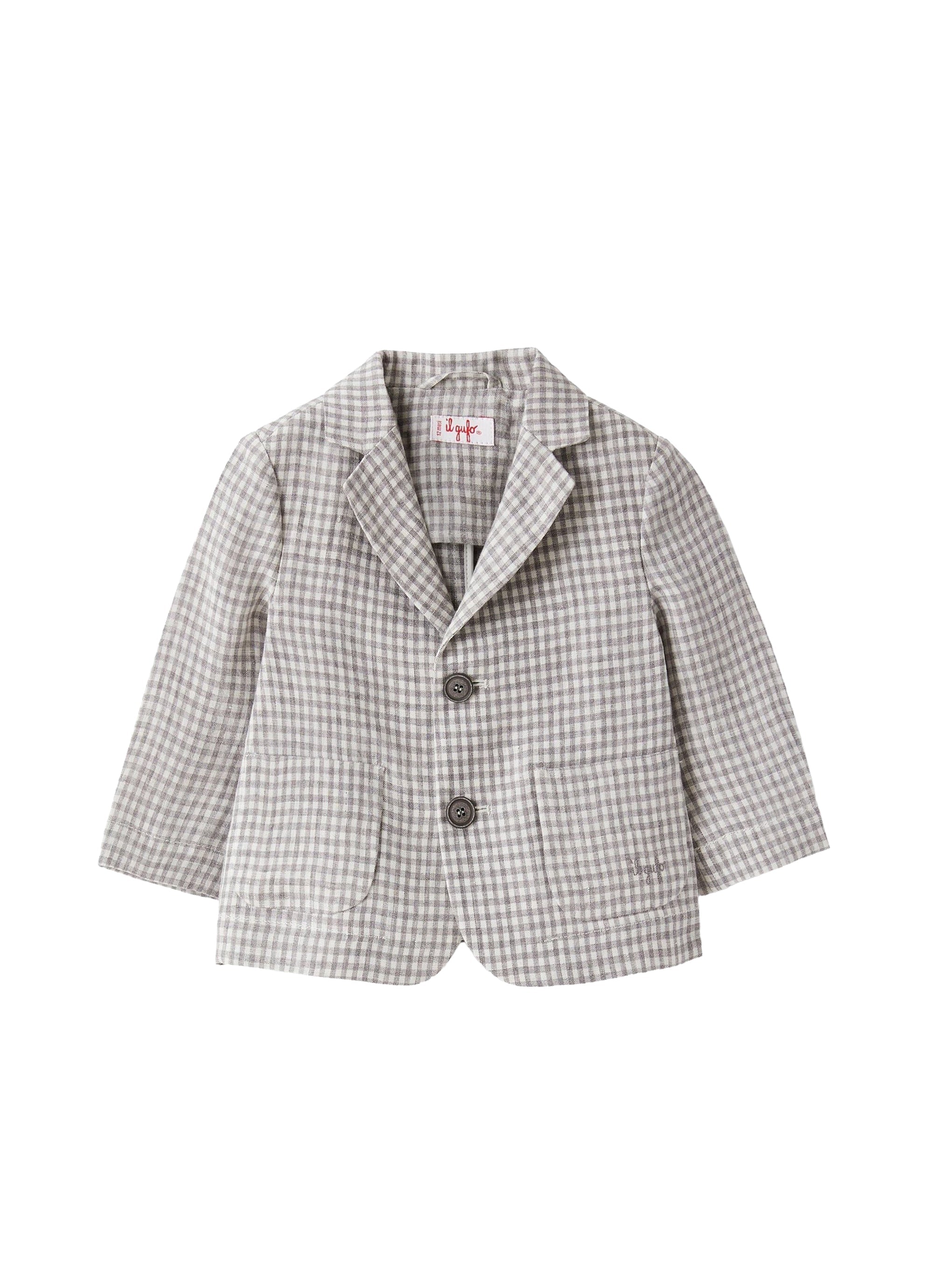 Blazer in lino a quadretti grigio