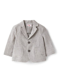 Blazer boutonné en lin - Stone Grey Check