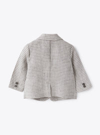 Blazer in lino a quadretti grigio