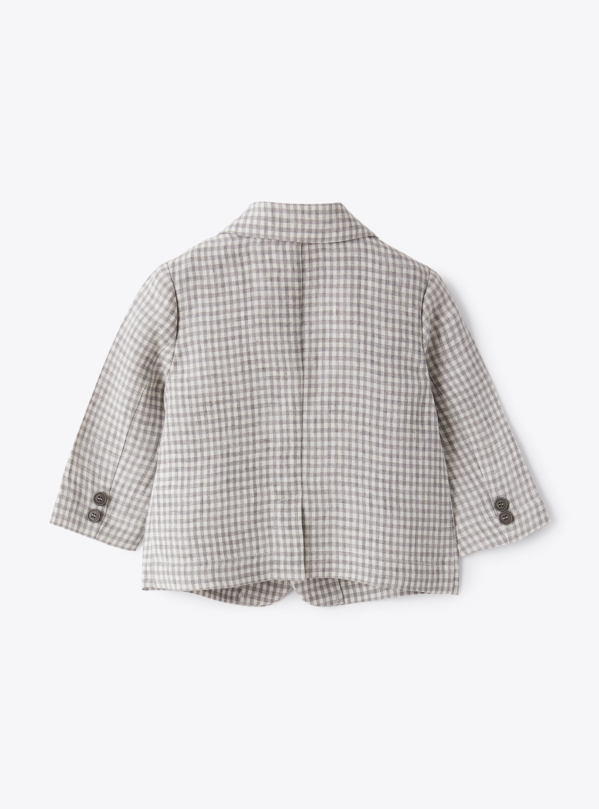 Blazer in lino a quadretti grigio