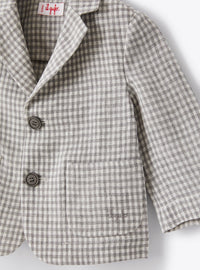 Blazer in lino a quadretti grigio