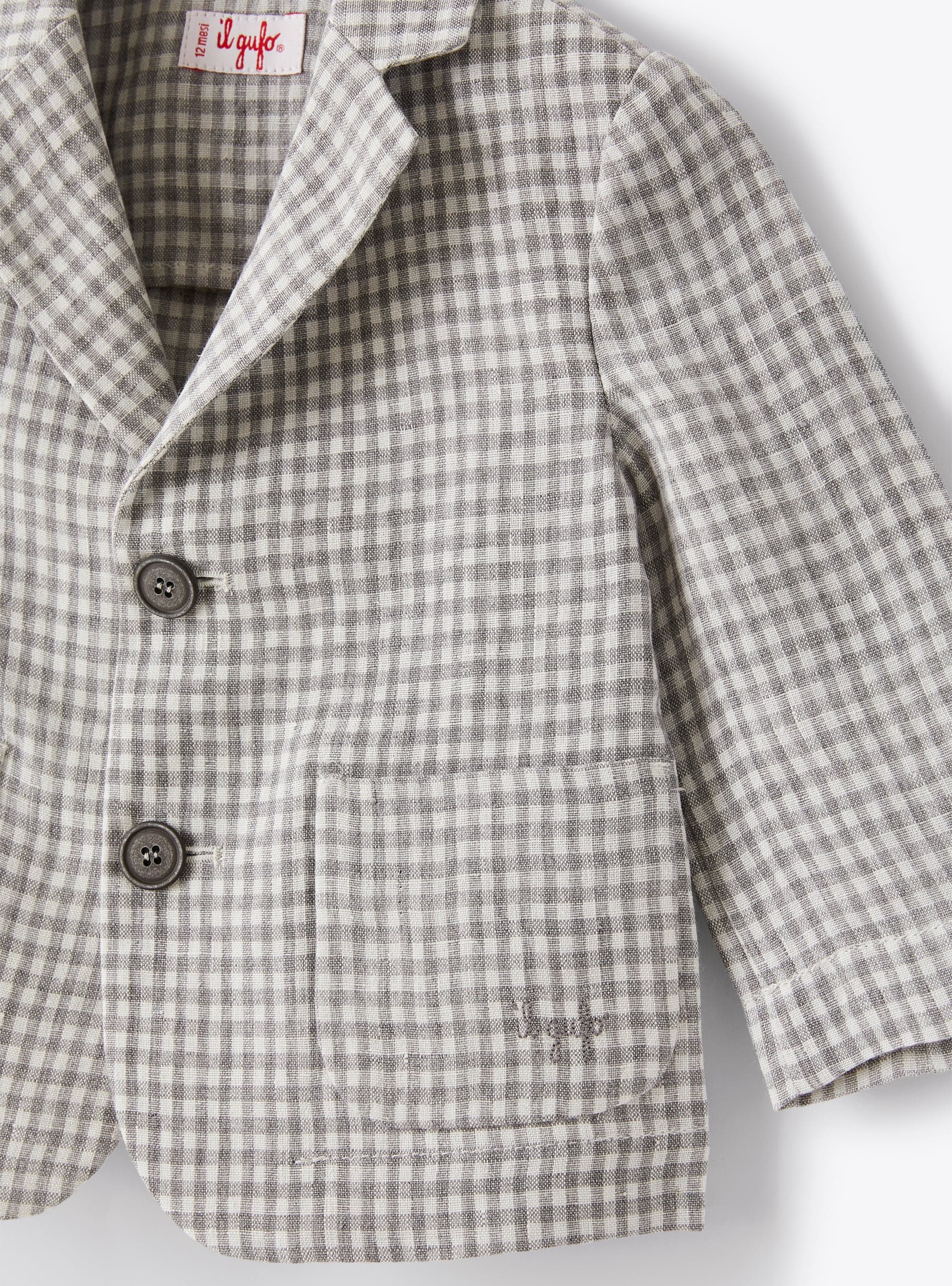 Blazer boutonné en lin - Stone Grey Check