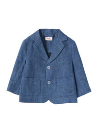 Blazer in lino  blu