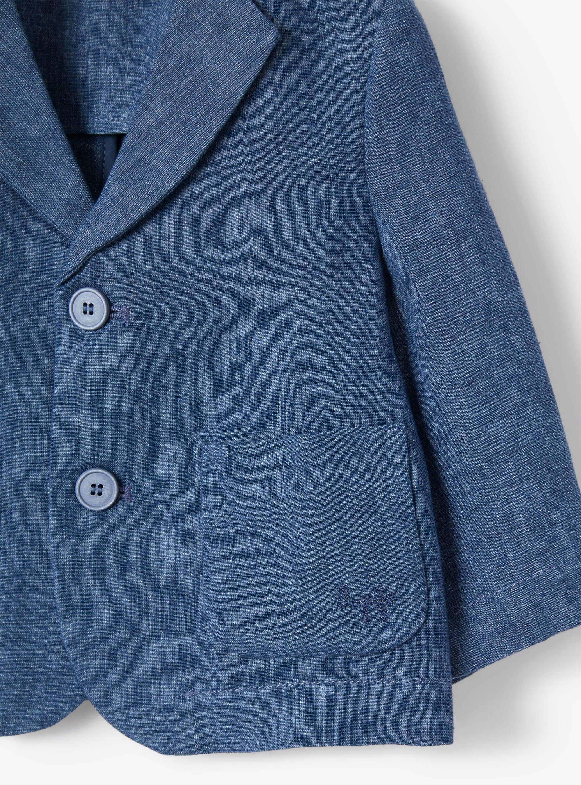 Blazer in lino  blu