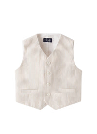 Gilet in seersucker a righe beige