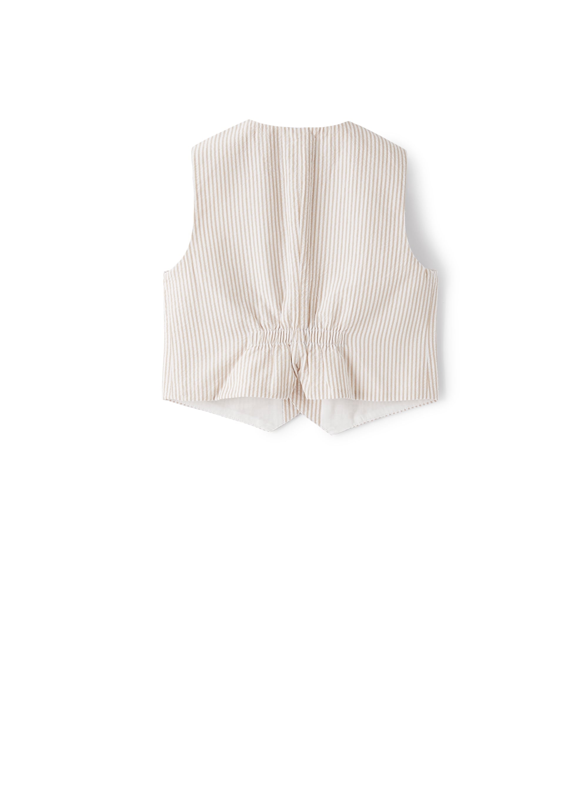Gilet in seersucker a righe beige