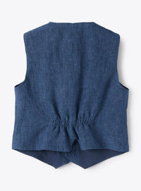 Gilet in 100% lino blu
