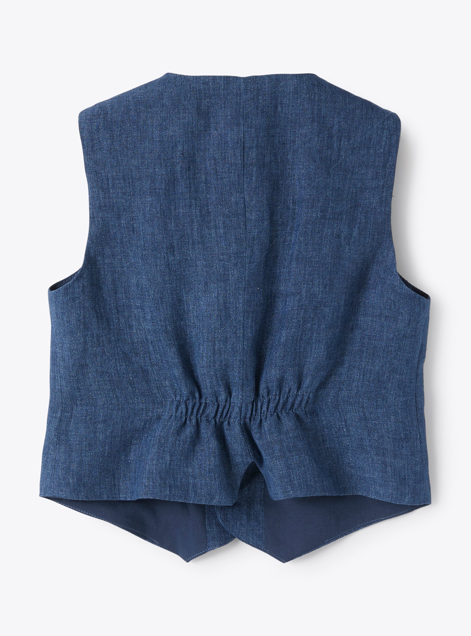 Gilet in 100% lino blu