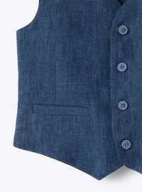 Gilet in 100% lino blu