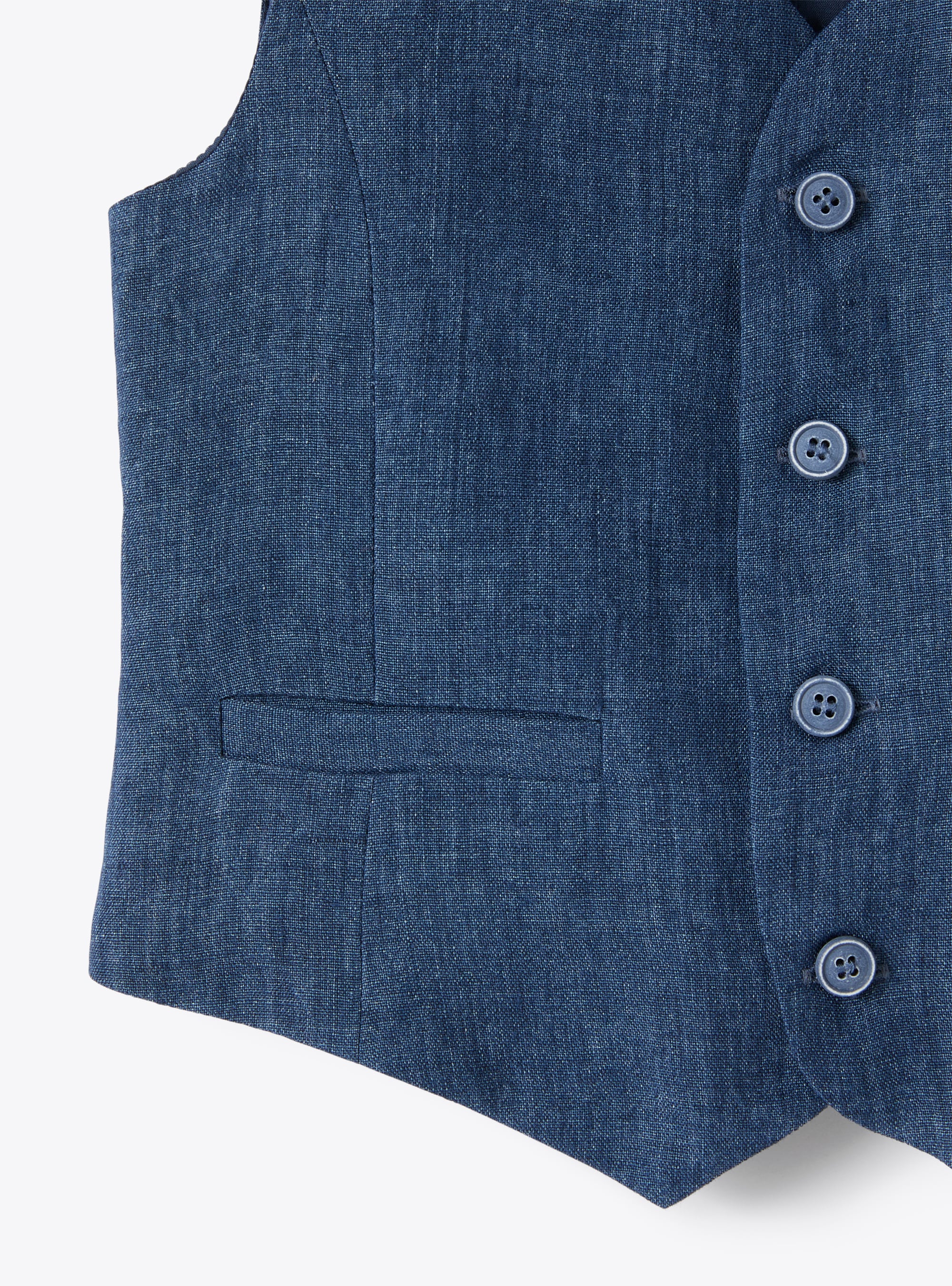 Gilet in 100% lino blu