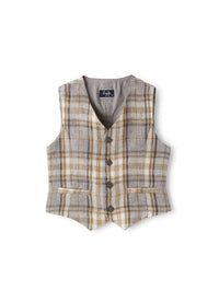 Gilet in lino stampa madras