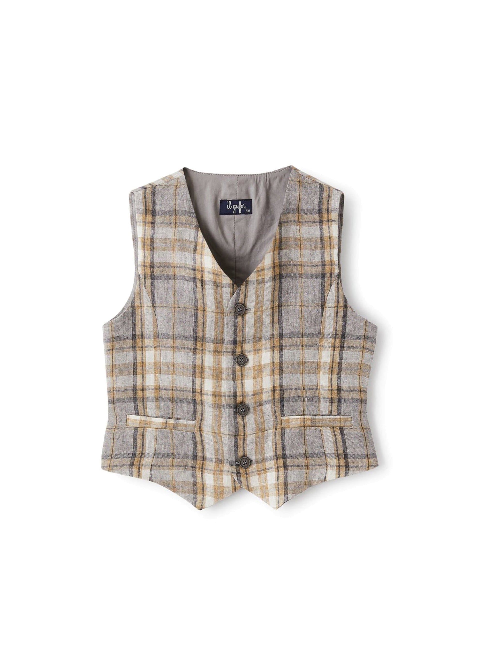 Gilet in lino stampa madras