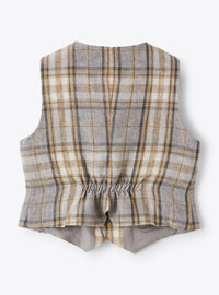 Gilet in lino stampa madras