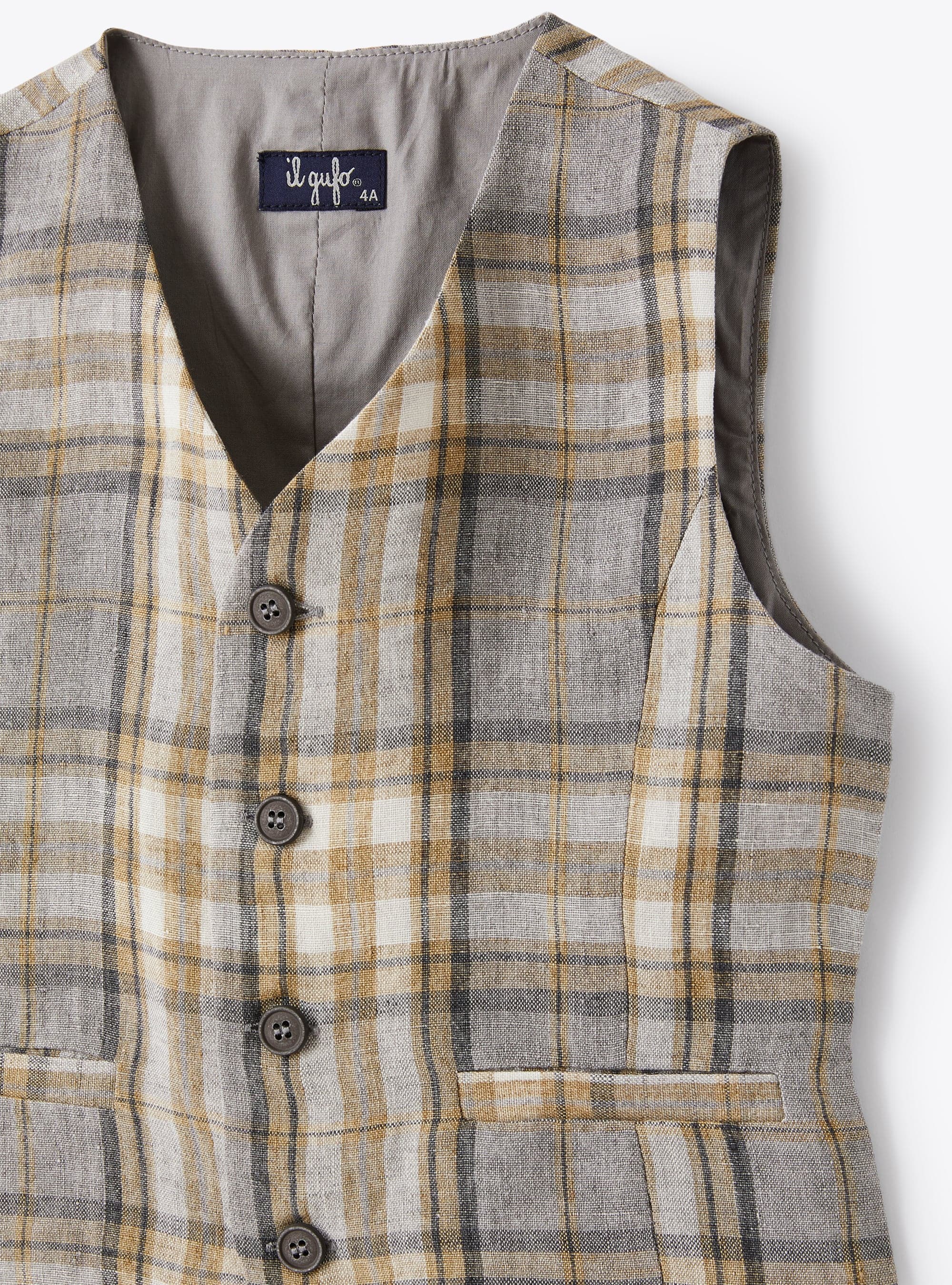 Gilet in lino stampa madras