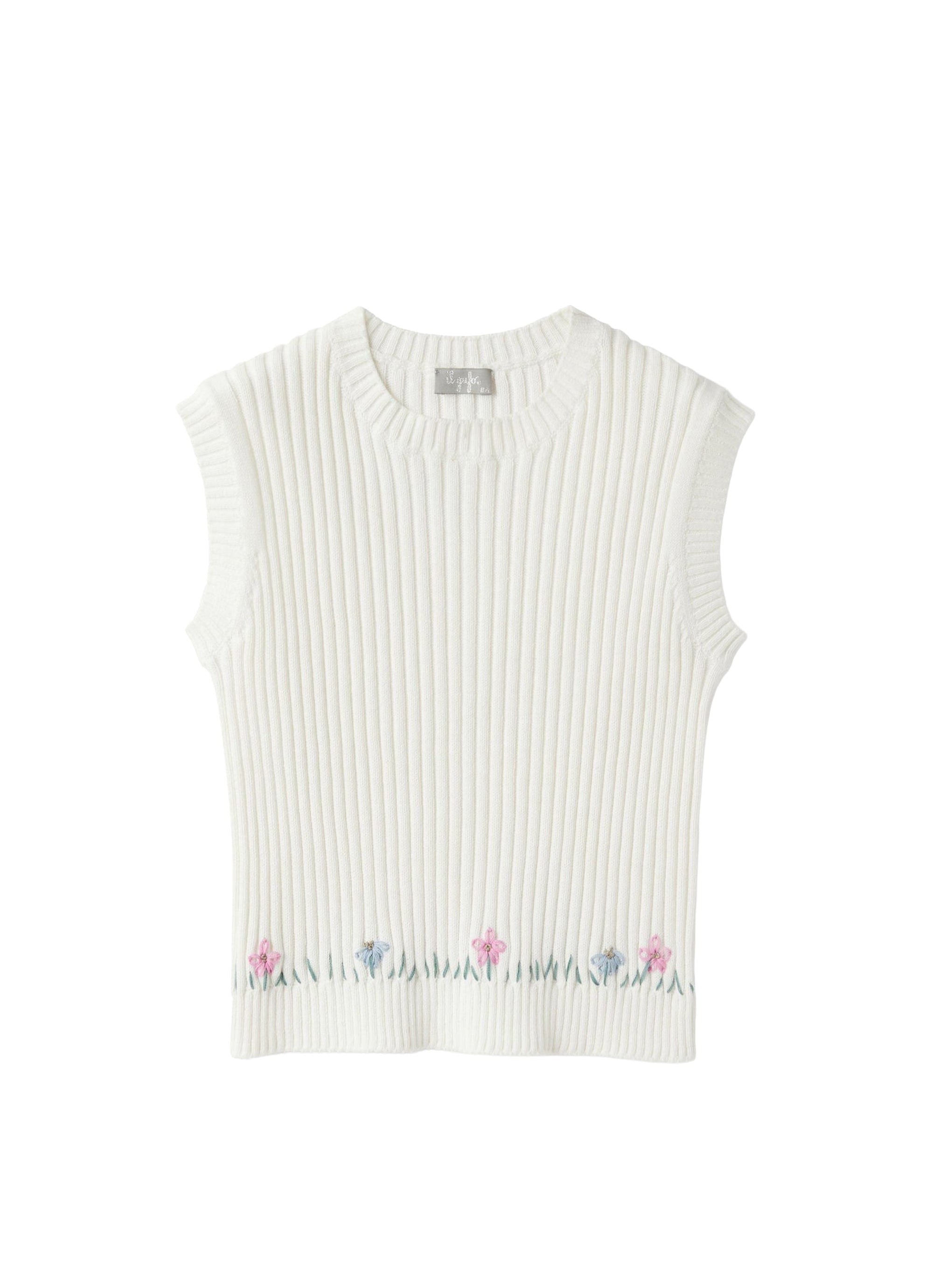Gilet in cotone organico ricamato