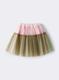 Two-tone tulle skirt - Rosa Antico & Verde Origano