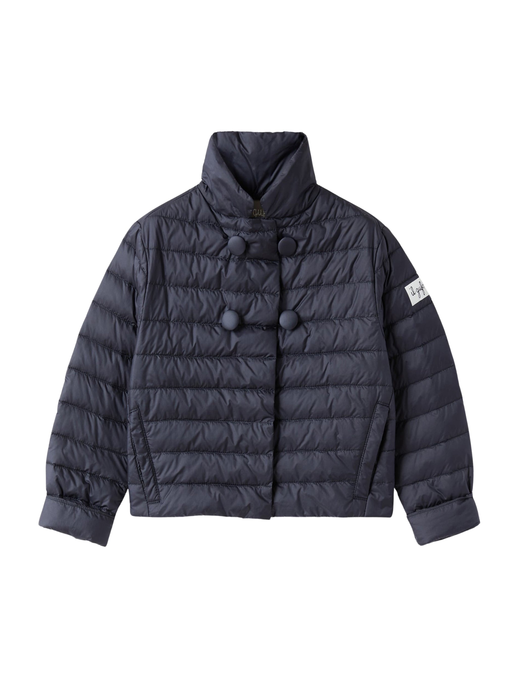 Piumino doppiopetto in nylon blu