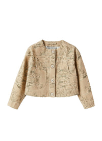 Printed canvas jacket - Dark Beige